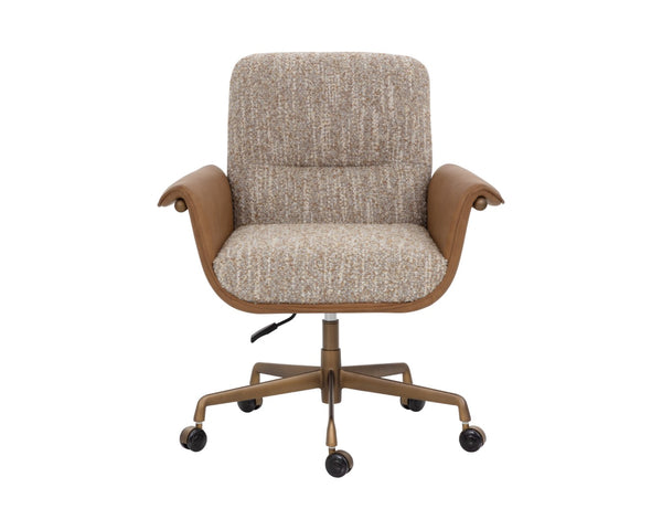 Sunpan LOMAX Office Chair - Stylish Dusty Greige & Cognac Faux Leather, Ergonomic & Durable Design 112386