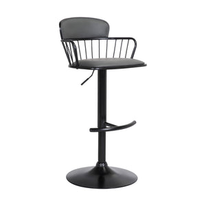 English Elm Nash Swivel Adjustable Barstool Gray Faux Leather Seat Industrial Modern Kitchen B2736P464841