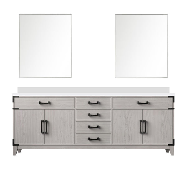 English Elm White Oak Double Bath Vanity With White Quartz Top, Soft-Close Drawers, And Matching Mirrors Included B2731S01626-GIGA