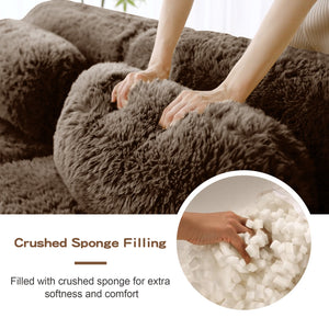 English Elm 149'' Plush Modular Cloud Sofa Boneless Ergonomic Design for Home Theater Lounge Chocolate W714S01544