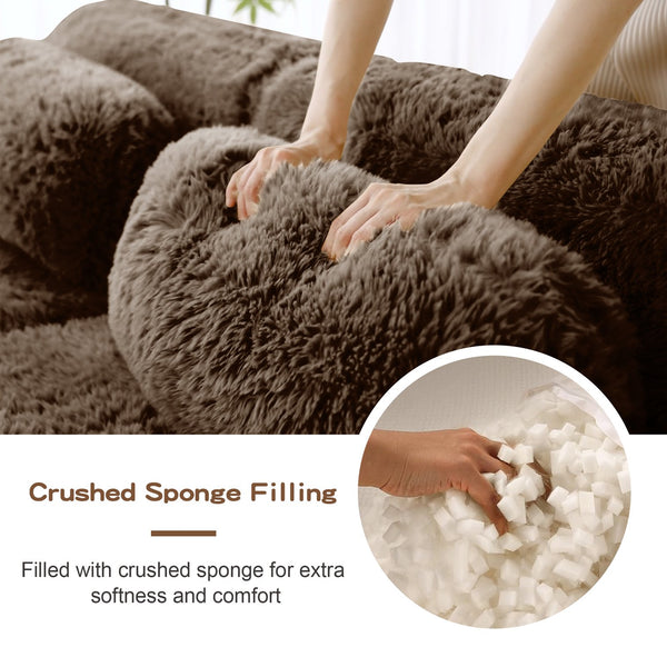 English Elm L-shaped Plush Sectional Sofa with Movable Ottoman and High Density Foam Living Room W714S01541