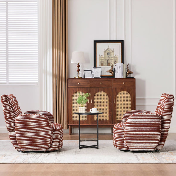English Elm Modern Boucle 360° Swivel Leisure Chair with High‑Resilience Sponge, Supportive Curve, 550lb Capacity Red W395P355443