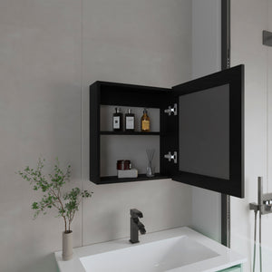 English Elm Medicine Compact Wall Cabinet with Mirror Door, Engineered Wood Storage, Durable, Space-Saving Design Black 24.8 L x 20.08 W x 3.94 H B097P250879
