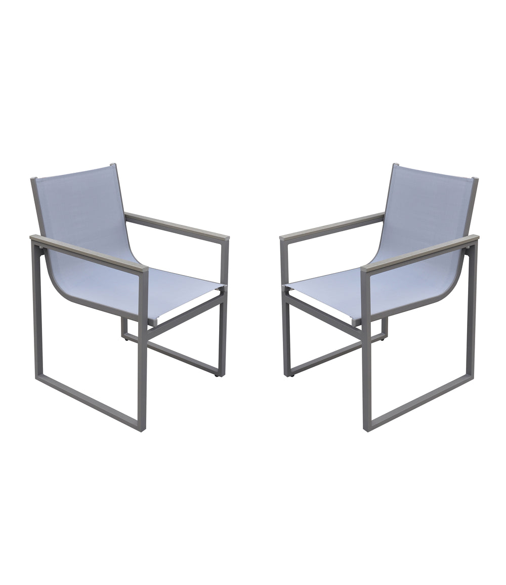 English Elm Herra Gray Outdoor Dining Chairs Set of 2 — Lightweight Aluminum Frame, Wood Accent Arms, Sling Comfort B2736P354278