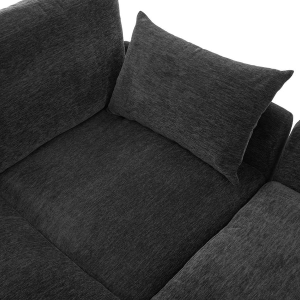 English Elm Modern Sectional Sofa: Versatile U-Shaped Couch With Usb Ports, Movable Ottoman & Lumbar Pillows N719S002050B