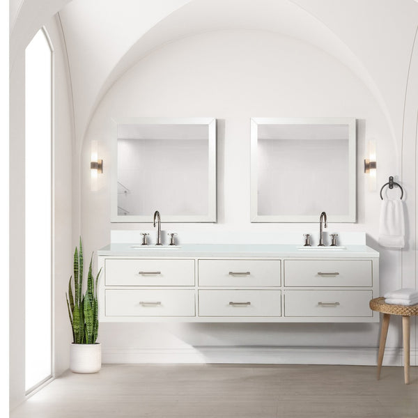 English Elm White Double Bath Vanity With Cultured Marble Top - Elegant 80" W X 22" D Design For Your Bathroom Upgrade B2731P258122-GIGA