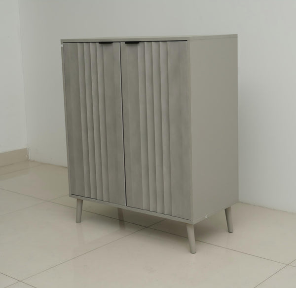 English Elm Modern Kitchen Storage Cabinet Antique Grey Engineered Wood with Versatile Shelving, Durable Design, Space-Saving Elegance W2139P306373