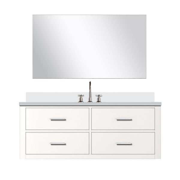 English Elm White Single Bath Vanity Set With Cultured Marble Top, Frameless Mirror & Chrome Faucet – Elegant Upgrade! B2731S01991-GIGA
