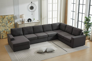 English Elm Large Modular L Shaped Sectional Sofa with Plush Cushions for Contemporary Living Rooms B2730S00053