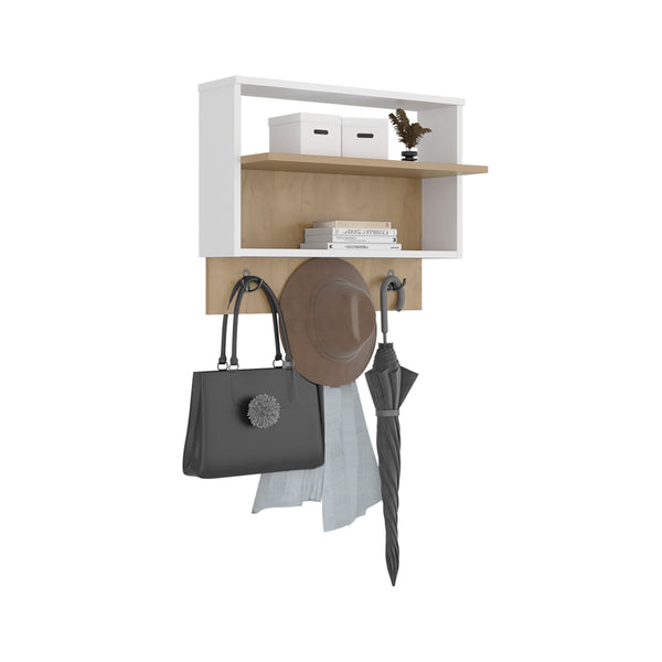 English Elm Bigler Wall Mounted Shelf with Hooks Minimalist Entryway Organizer for Modern Homes B092P390623