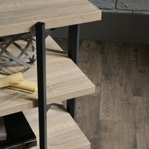 English Elm Console, Brown finish 43.7" Engineered Wood Table with 1" Thick Shelves, Powder-Coat Metal Frame, No-Tool Assembly B356P367934