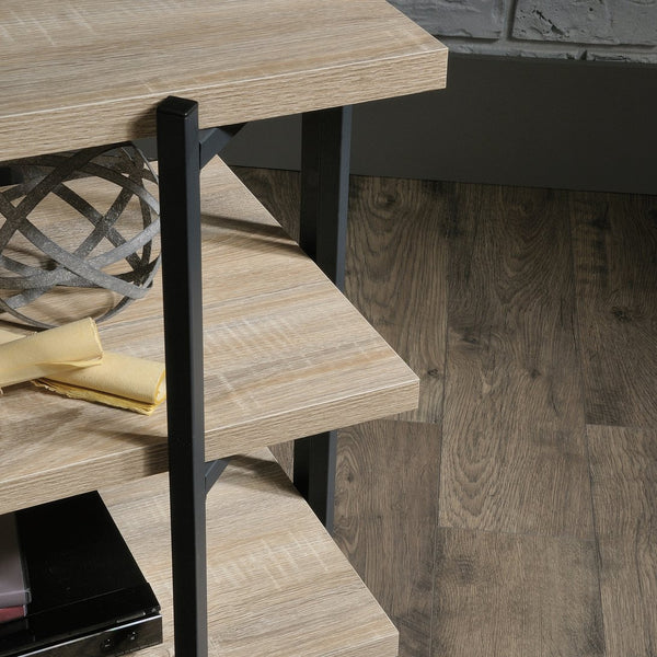 English Elm Console, Brown finish 43.7" Engineered Wood Table with 1" Thick Shelves, Powder-Coat Metal Frame, No-Tool Assembly B356P367934