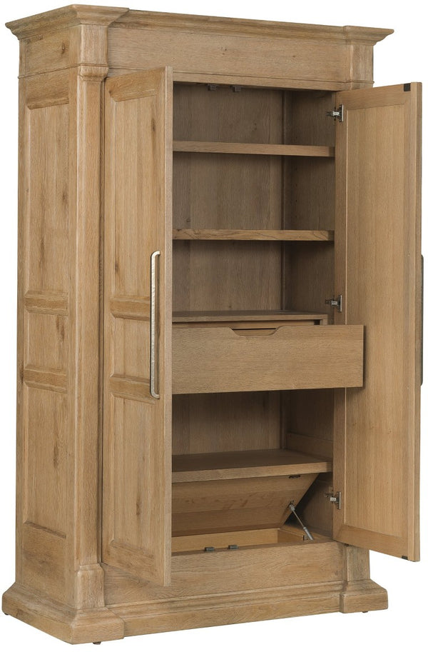 Hooker Furniture Driftwood Wardrobe with Buckboard Finish — Rustic Coastal Storage, Adjustable Shelves & Hidden Compartment Light Wood 6820-90013-80