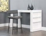 Buca Counter Stool - Matte Black, Belfast Koala Grey 108214  Sunpan