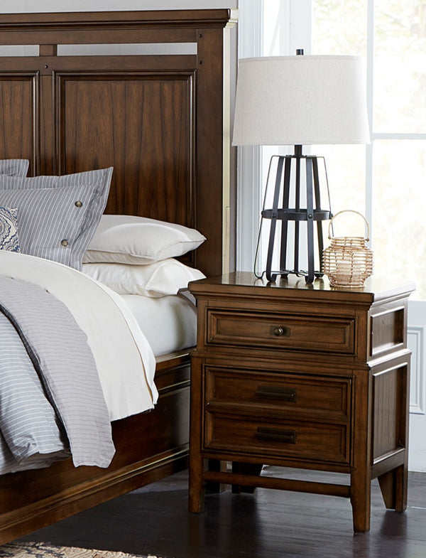 English Elm Classic Frazier Park Nightstand with 2 Drawers in Brown Cherry Finish — Traditional Lodge Style Charm and Durable Hardware Brown Mix 27 L x 22 W x 35 H B011P286801