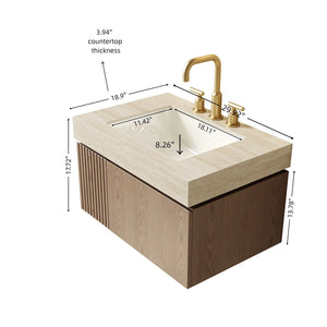 English Elm Muri Floating Bathroom Vanity Plywood Cabinet Sintered Stone Top Ceramic Basin W2615S00618