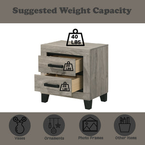 English Elm Mari Light Gray Nightstand with 2 Soft-Close Drawers, Durable Rubber Wood & Particle Board, 40lb Top capacity B2726P292249