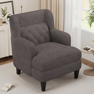 English Elm Christopher Knight Home® - Upholstered Teddy Fleece Armchair with Tufted Back, Contemporary Cozy Accent Seat for Living Room Brown N763P193158D