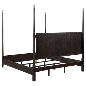 English Elm Niguel Brown 4-Piece Poster Bedroom Set – Elegant Design, Generous Storage & Timeless Style For Your Retreat B062S01134