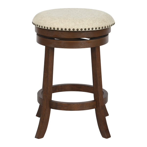 OSP Home Furnishings Round Backless Swivel Stool 2 Pack Beige / Dark Walnut
