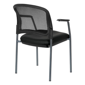 OSP Home Furnishings Progrid Mesh Back Stackable Chair with Titanium Frame for Conference Rooms Black 86710R-R107