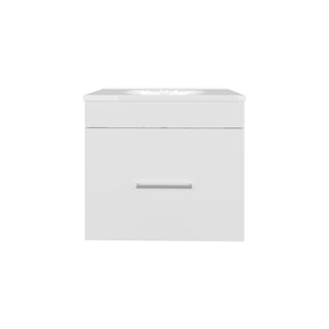 English Elm One Blanco Kronos Bath Vanity Hatta with One Door, Two Drawers & Open Shelf — Compact White MDF Storage Elegance B200P313683