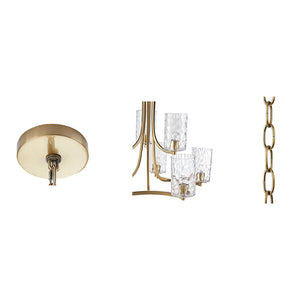 JLA Home Hampton Hill - 9-light Antique Brass Round Tiered Chandelier with Textured Glass Shades, Adjustable Chain, LED Ready FB150-1190