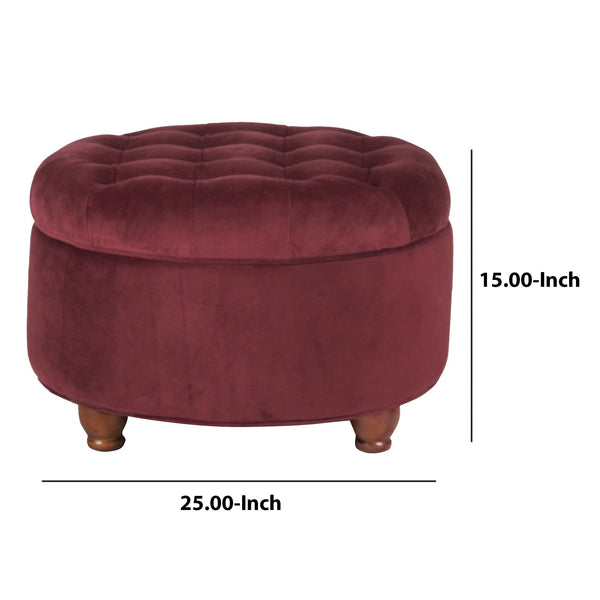 English Elm Velvet Tufted Round Ottoman with Hidden Storage for Living Room or Bedroom B056P417127