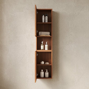 English Elm Mitch Tall Wall Mounted Bathroom Cabinet Oak Woodgrain Slim Storage with Shelves W2615S00520