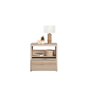 English Elm Night Stand - Sleek Brown Finish With Unique Wave Pattern, Ample Storage & Versatile Design Options B356P367917