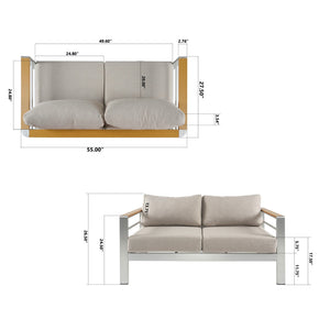 English Elm Christopher Knight Home® - Cora Outdoor Aluminum Loveseat - Lightweight, Stylish Silver Frame With Beige Cushion For Comfort N775P210696S