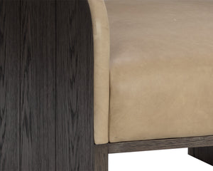 Sunpan Coburn Lounge Chair - Contemporary Comfort with Semi-Aniline Leather and Distinctive Wood Graining Dark Brown / Sahara Sand Leather