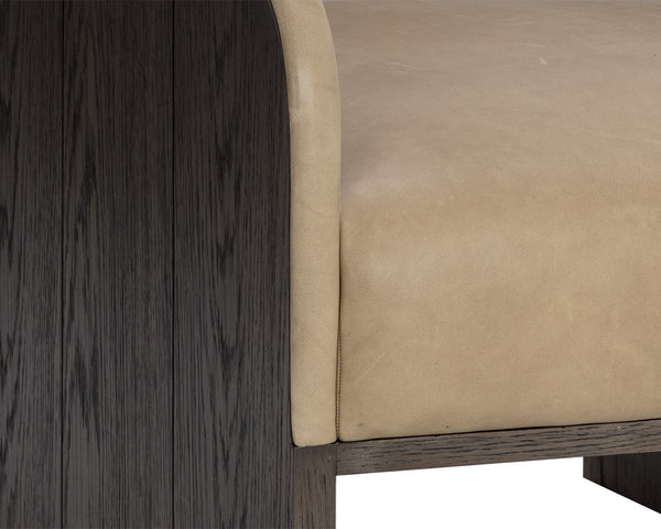 Sunpan Coburn Lounge Chair - Contemporary Comfort with Semi-Aniline Leather and Distinctive Wood Graining Dark Brown / Sahara Sand Leather