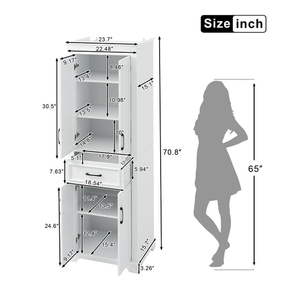 English Elm 70.8" Freestanding Bathroom Vanity with Soft-Close Doors, Adjustable Shelves, Anti-Tip Safety & Sleek Handles N729P335558K