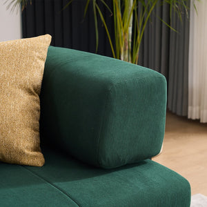 English Elm Folding Sofa Bed with Corduroy Cover, 78.5" Convertible Futon Couch, No-Assembly Foam Spring Mattress, Compact Sleeper for Living Room Green W2915P276680