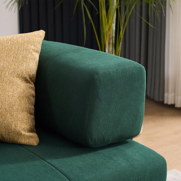 English Elm Folding Sofa Bed with Corduroy Cover, 78.5" Convertible Futon Couch, No-Assembly Foam Spring Mattress, Compact Sleeper for Living Room Green W2915P276680