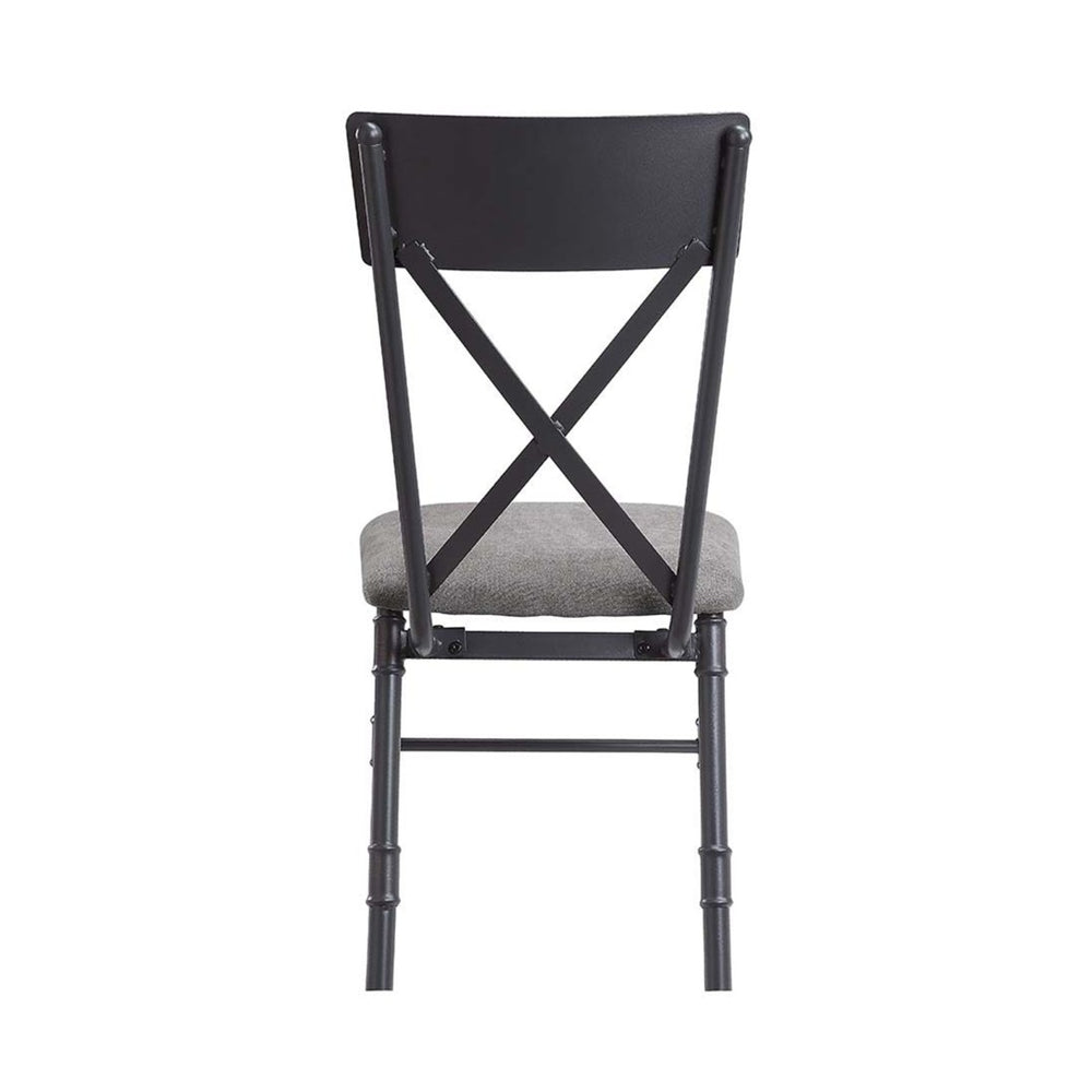 English Elm Set Of 2 Elegant Side Chairs With X-Back Design, Soft Gray Upholstery & Sandy Black Frame B016P322898-GIGA