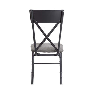 English Elm Set Of 2 Elegant Side Chairs With X-Back Design, Soft Gray Upholstery & Sandy Black Frame B016P322898-GIGA