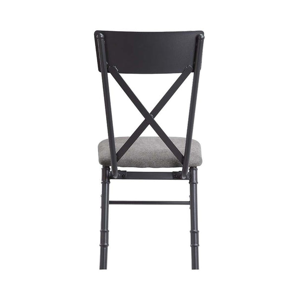 English Elm Set Of 2 Elegant Side Chairs With X-Back Design, Soft Gray Upholstery & Sandy Black Frame B016P322898-GIGA