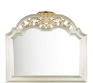 English Elm Lyon Grand Beveled Mirror 48"H x 54"W with Hand-Applied Wood Finish and Gold Crown Accents Champagne 51 L x 4 W x 57 H B078P301590