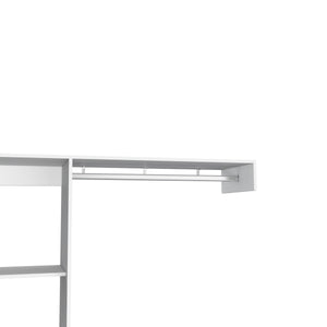 English Elm Hybrid Closet System with Five Open Shelves, Spacious Drawer & Metal Rod for Smart Vertical Storage White 83 L x 20 W x 4 H B128S00094