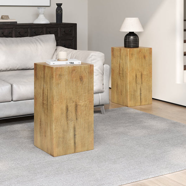 English Elm Christopher Knight Home® - Wood-Look Square-Column End Table - Stylish Distressed Finish For Indoor & Outdoor Living Spaces N770P291198N