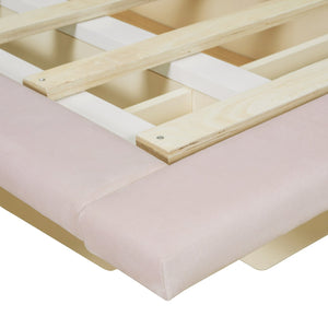 English Elm Queen Upholstered Floating Bed with LED Lighting, Hydraulic Lift, 4 Storage Drawers, Velvet Luxury Pink SF000132AAH