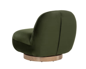 Sunpan Franze Swivel Lounge Chair - Stylish Comfort with Durable Performance Fabric and Blonde Ash Base Moss Green