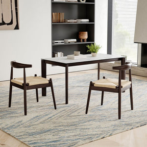 English Elm Weave Dining Chairs Set Of 2 - Mid-Century Modern Oak Frame With Handwoven Seats For Any Space T3623P371951-GIGA