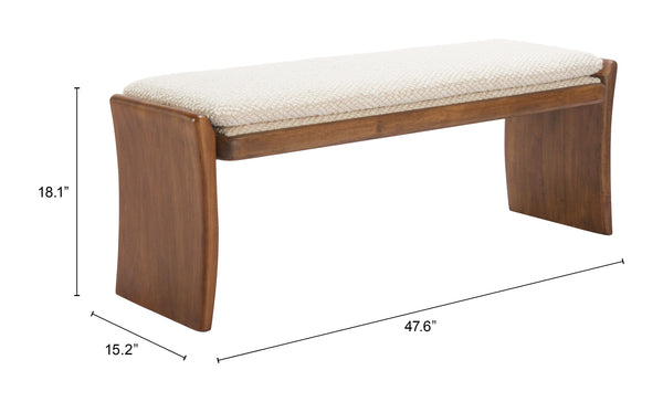Zuo Modern Lafa Bench Beige - Chic Modern Design, Versatile Home Seating, High-quality Fabric & Wood Construction Beige 100% Polyester,Plywood,Rubberwood 110472-zuo-modern