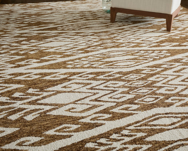 Feizy Rugs Wallace Hand-tufted Wool Medallion Rug - Durable, Stylish, And Perfect For High-traffic Spaces Brown,White Wool Wal8a43fbrn000f00