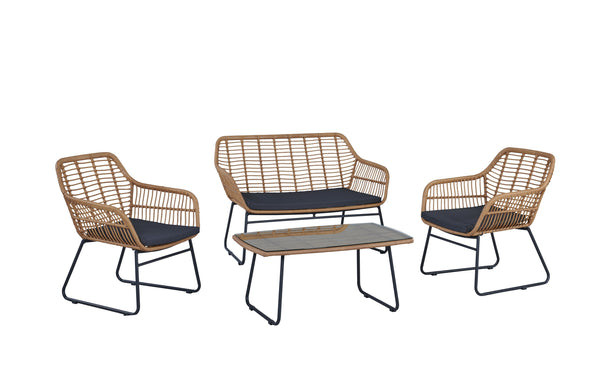 English Elm Antibes 4-Piece Outdoor Conversation Set In Tan & Gray - Stylish, Durable, Weather-Resistant Design B365P398249