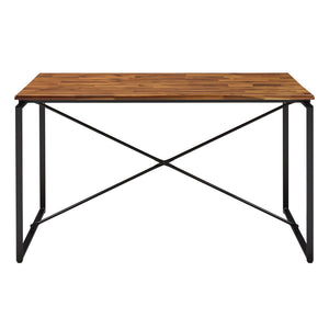 English Elm Oak Dining Table With Black Metal Sled Base - Stylish, Durable, And Perfect For Modern Spaces! B062P209311