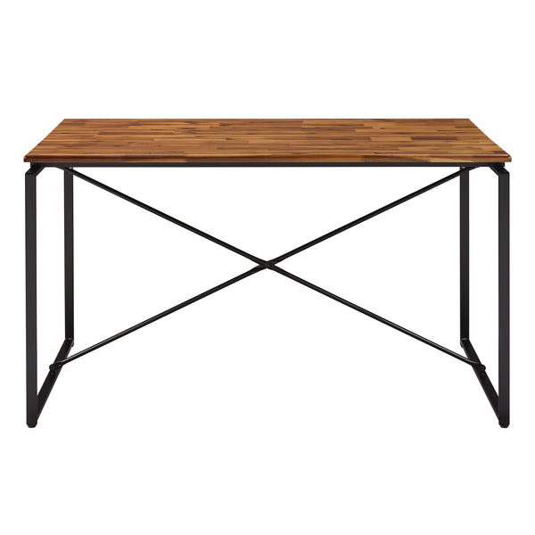 English Elm Oak Dining Table With Black Metal Sled Base - Stylish, Durable, And Perfect For Modern Spaces! B062P209311